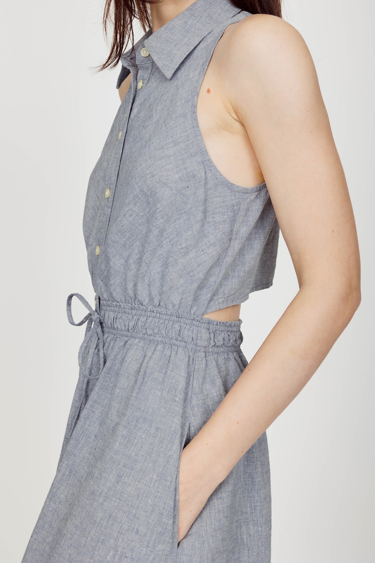Sleeveless Midi Shirtdress - Mid Chambray