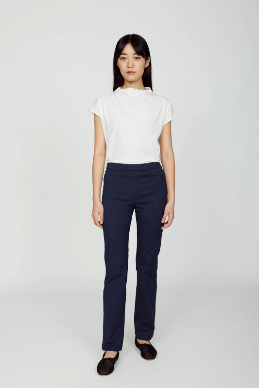 Pull-on Straight Chino - Navy Pinstripe