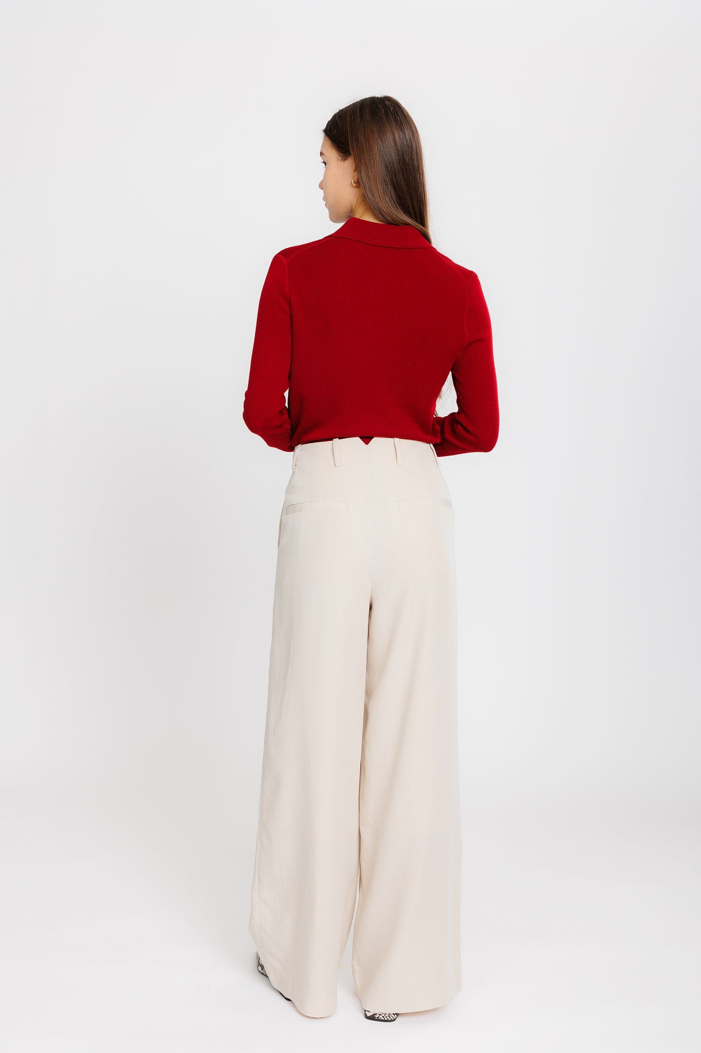 Tailored Tencel Wide Trouser - Biscuit