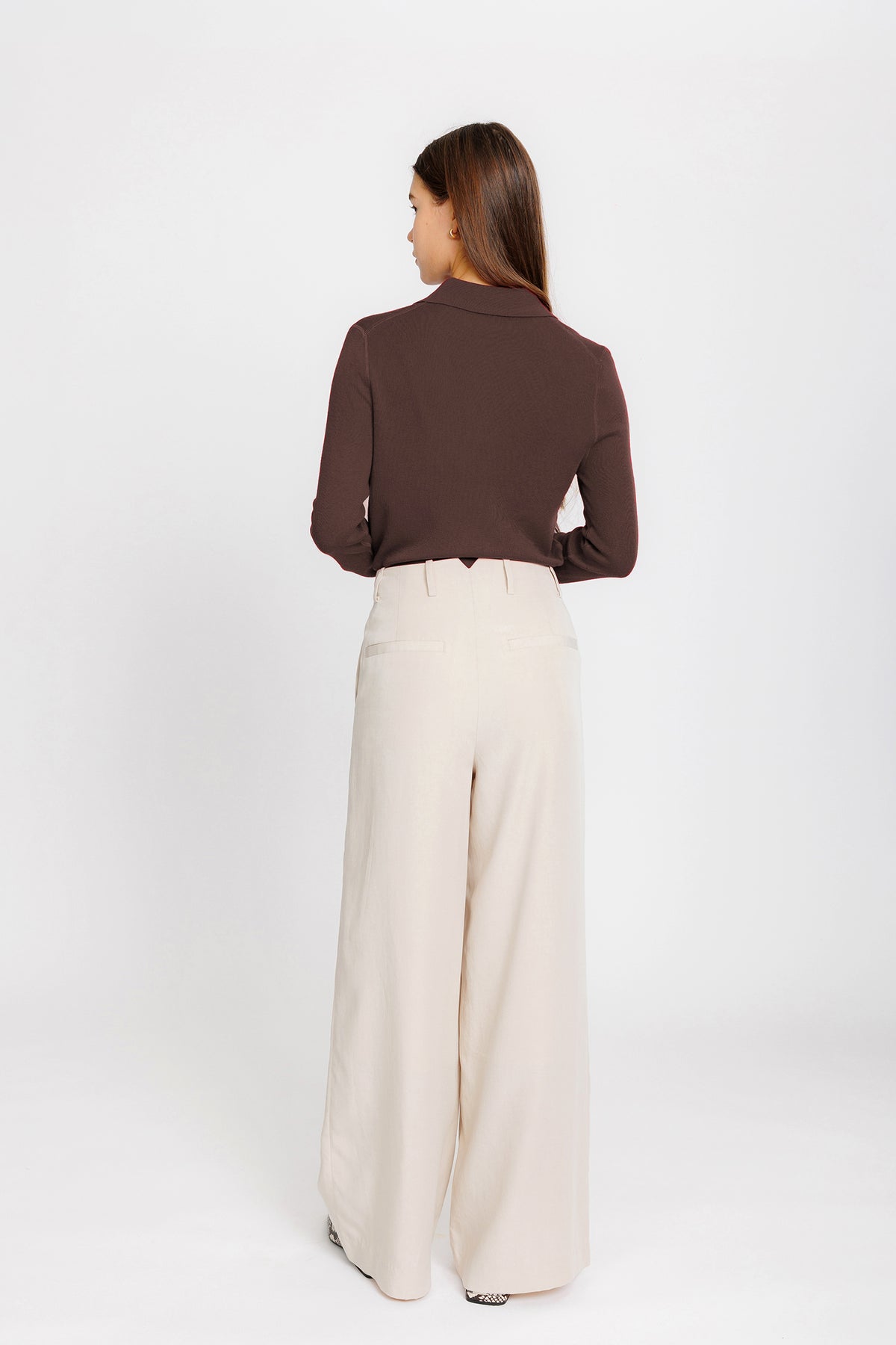 Tailored Tencel Wide Trouser - Biscuit