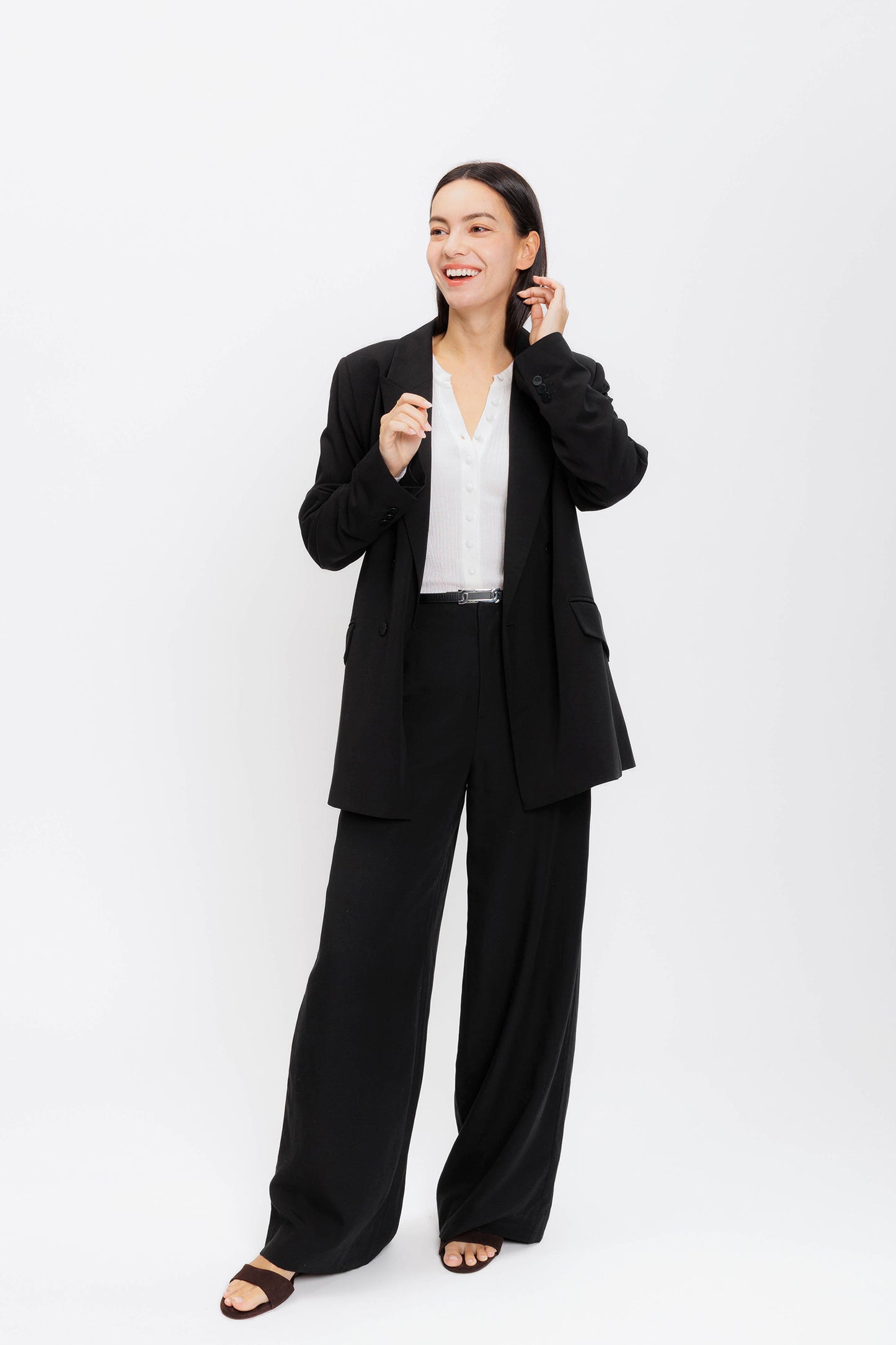 Tailored Tencel Wide Trouser - Black