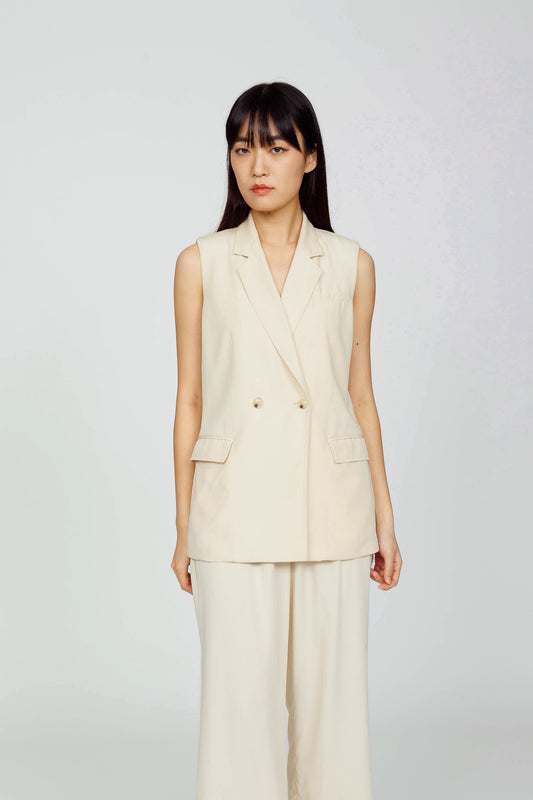Tencel Blazer Vest - Sand