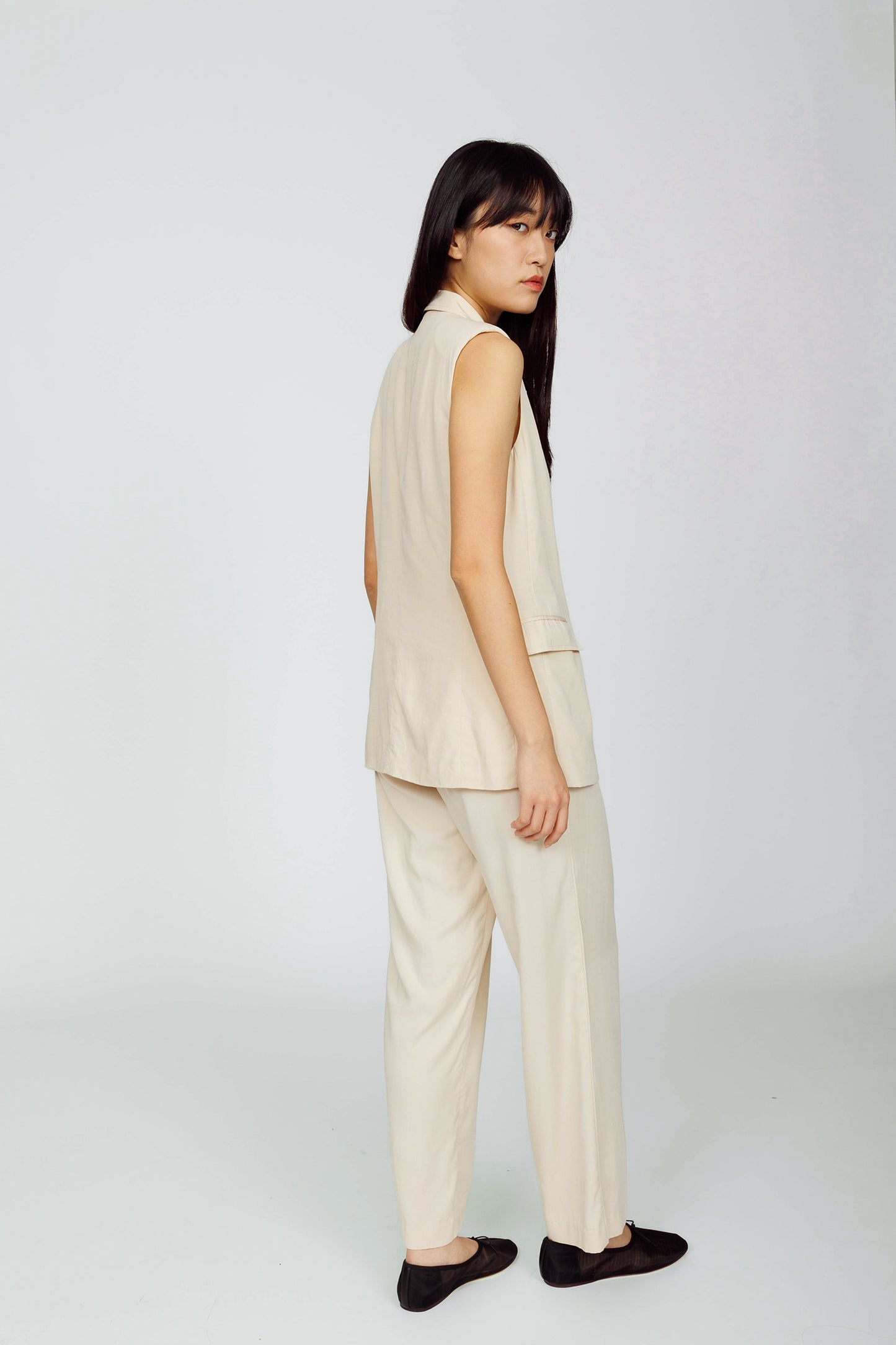Tencel Blazer Vest - Sand