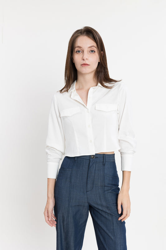 Tencel Cropped Shirt - Vanilla