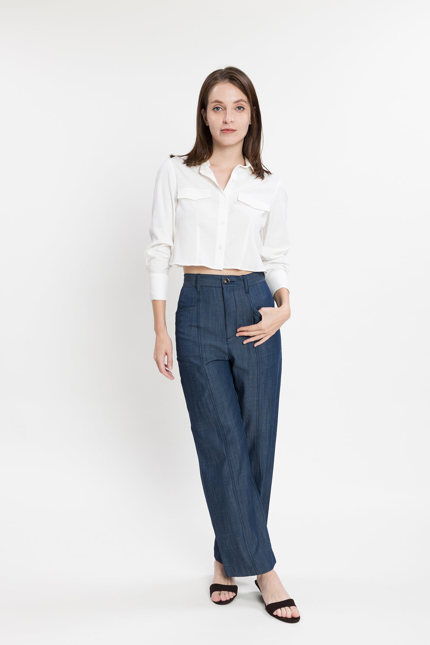 Tencel Cropped Shirt - Vanilla
