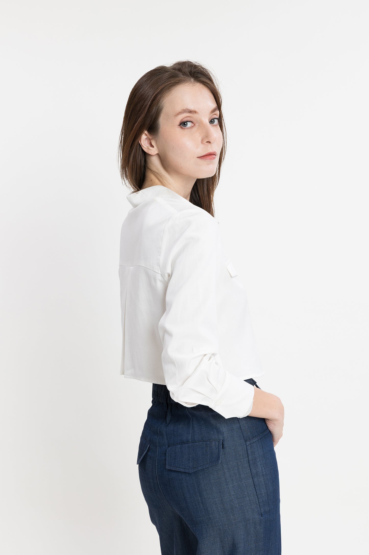 Tencel Cropped Shirt - Vanilla