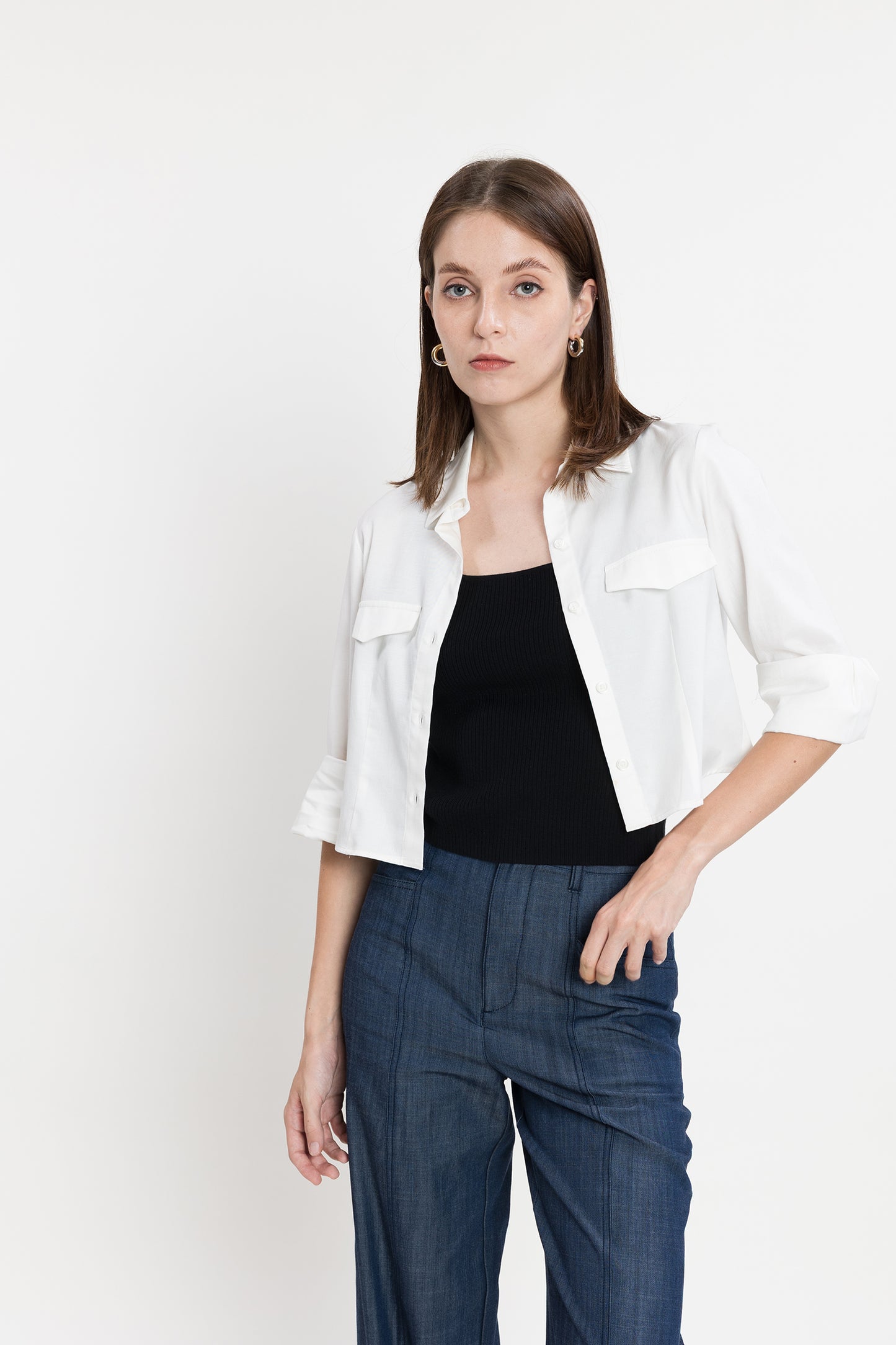 Tencel Cropped Shirt - Vanilla