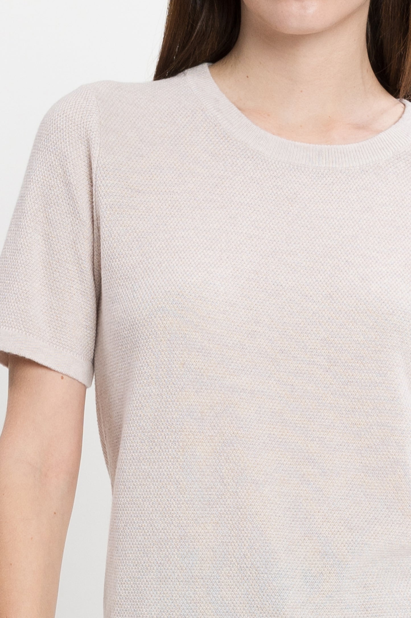 Textured Cashmere Pullover with Snood - Almond