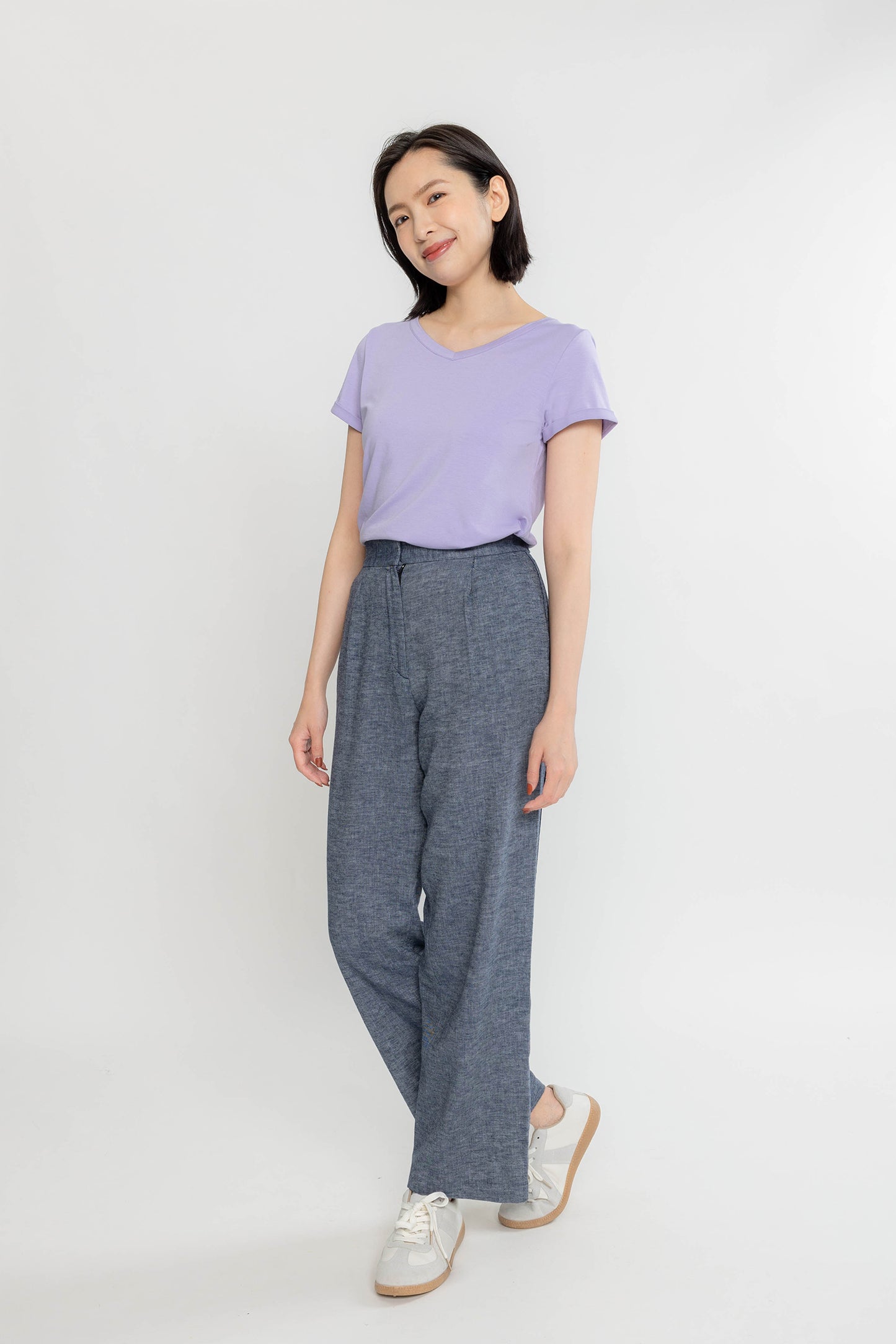 Wide V Jersey Tee - Lavender