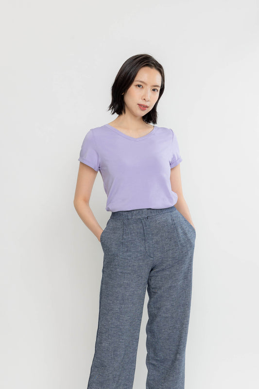 Wide V Jersey Tee - Lavender