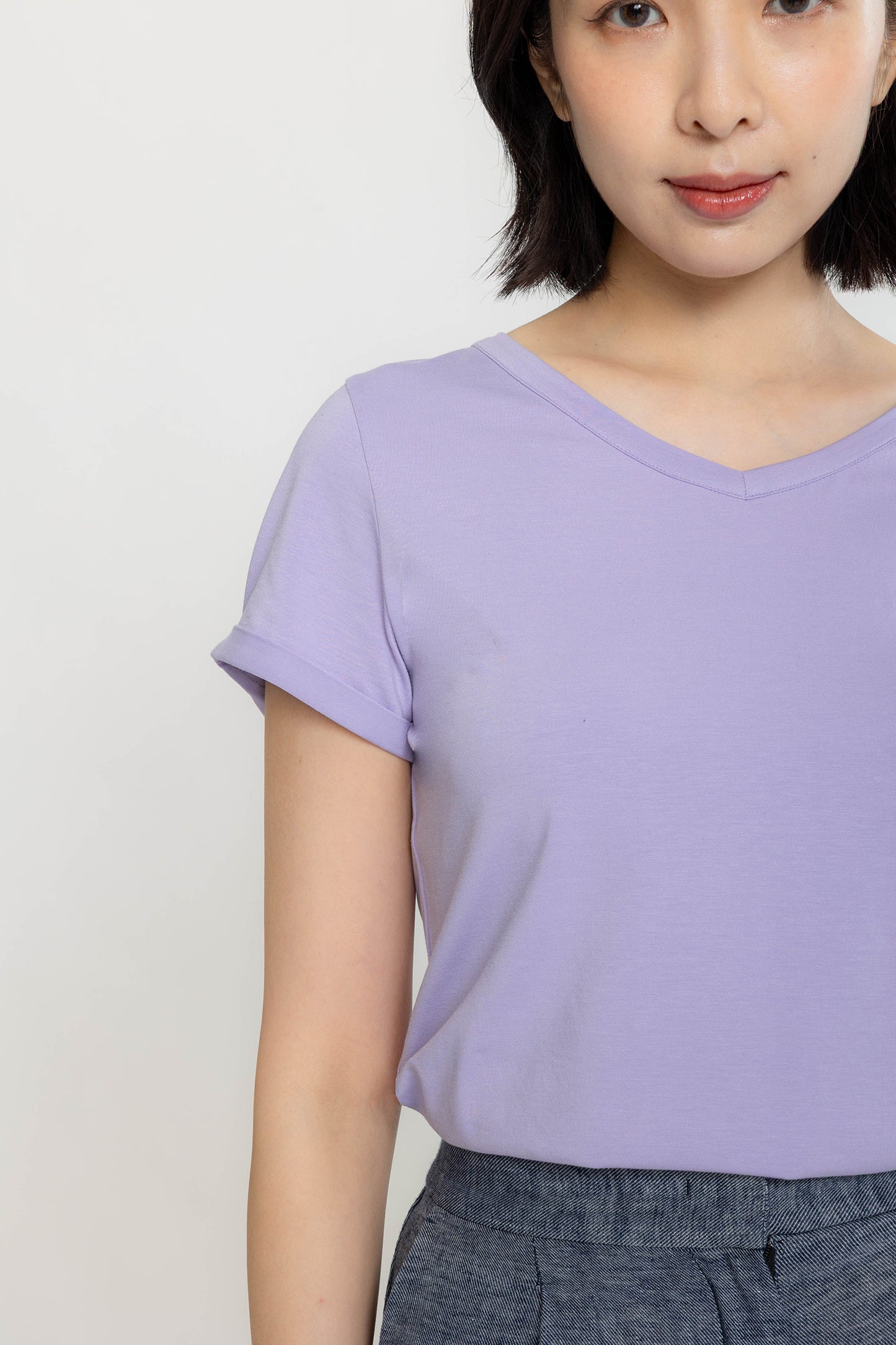 Wide V Jersey Tee - Lavender