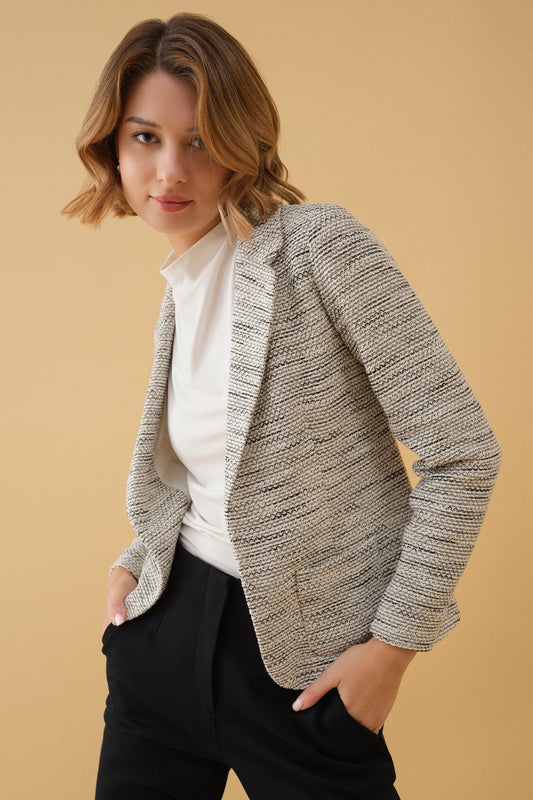 Belted Jacket - White Tweed