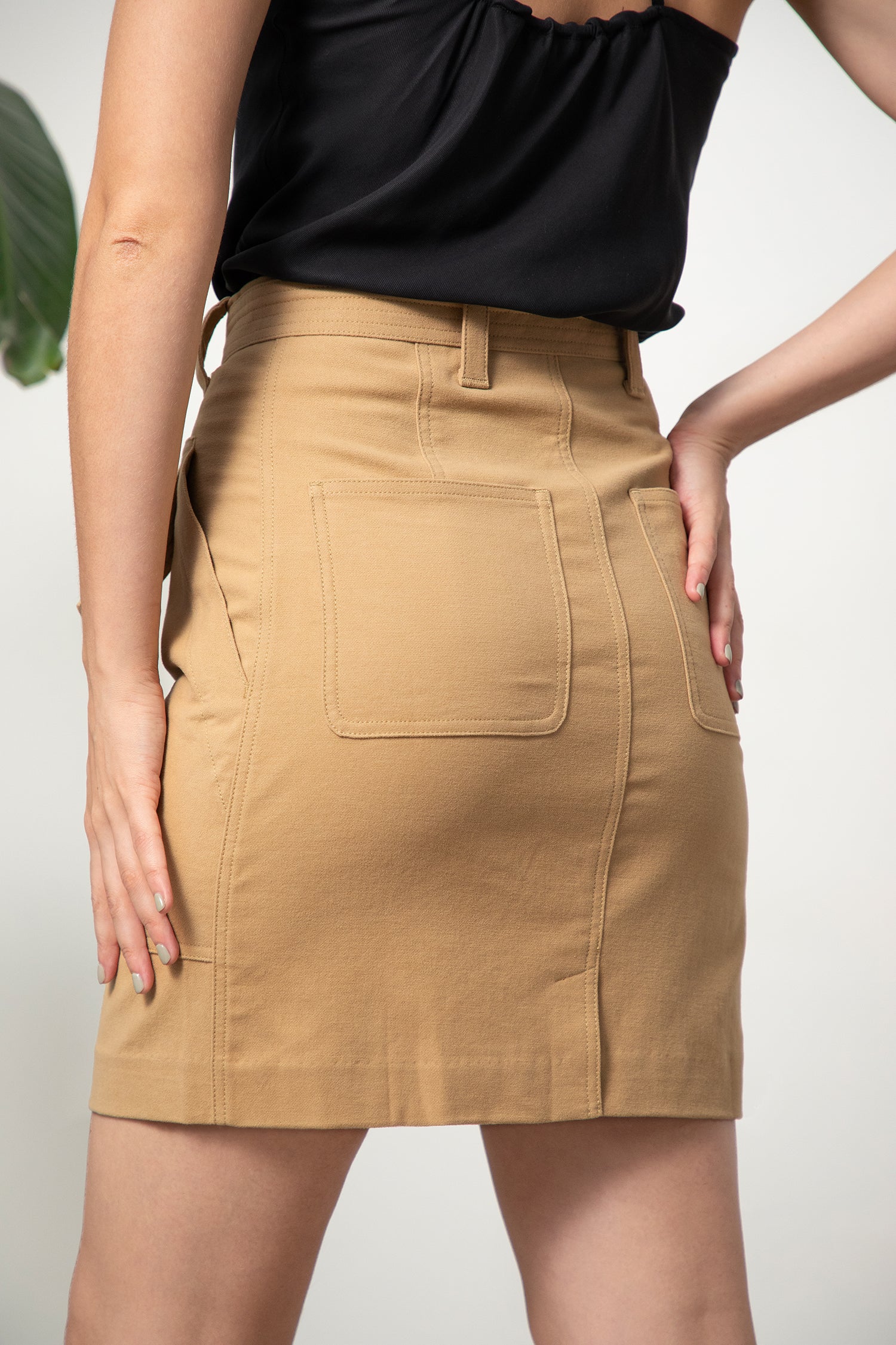 Belted Skirt - Camel Velvet