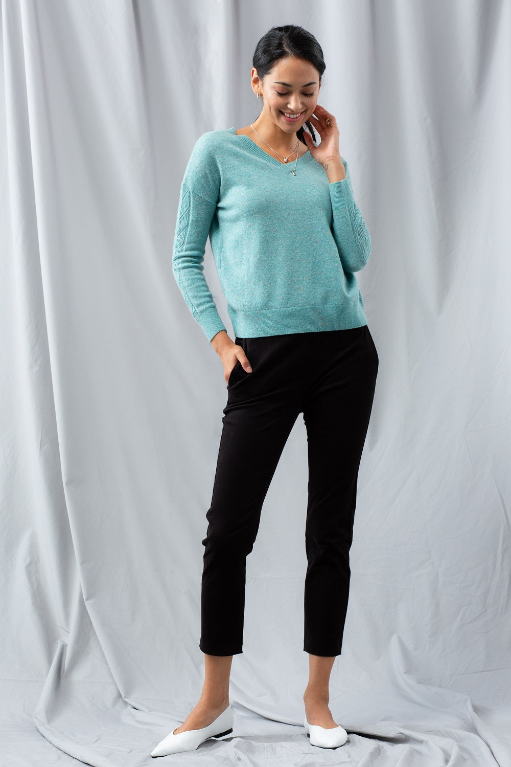 Cable 2-Way Sweater - Winter Jade