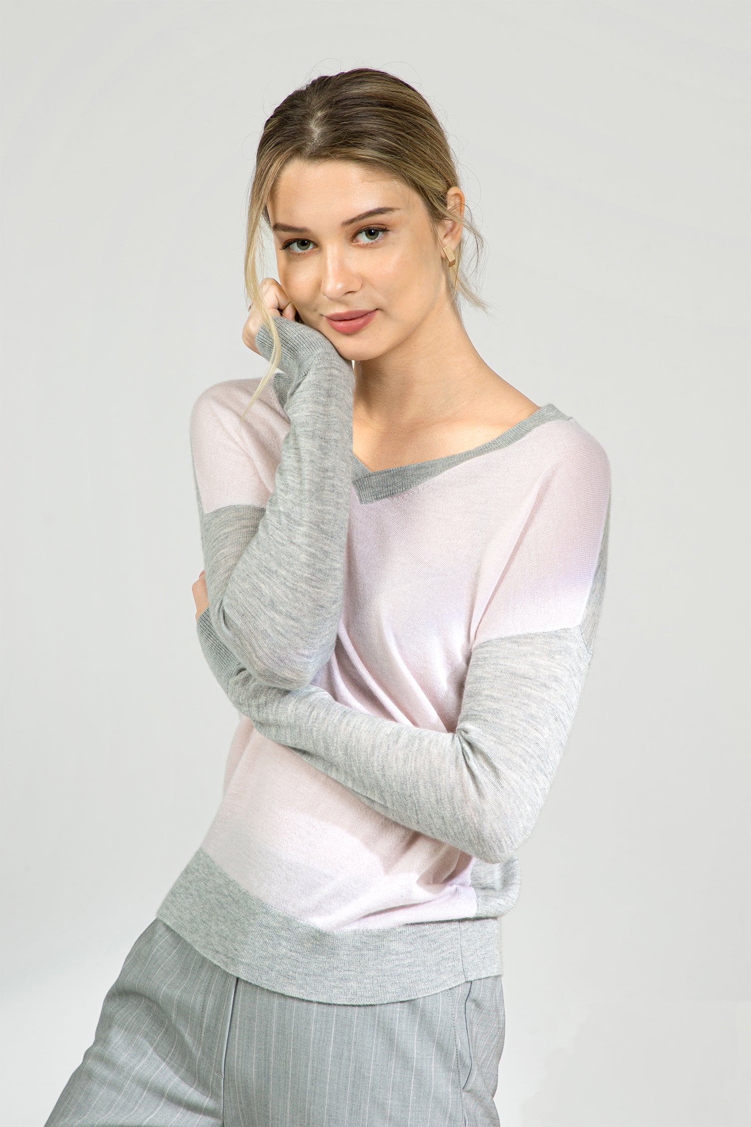 2-way Colorblock Sweater - Silver