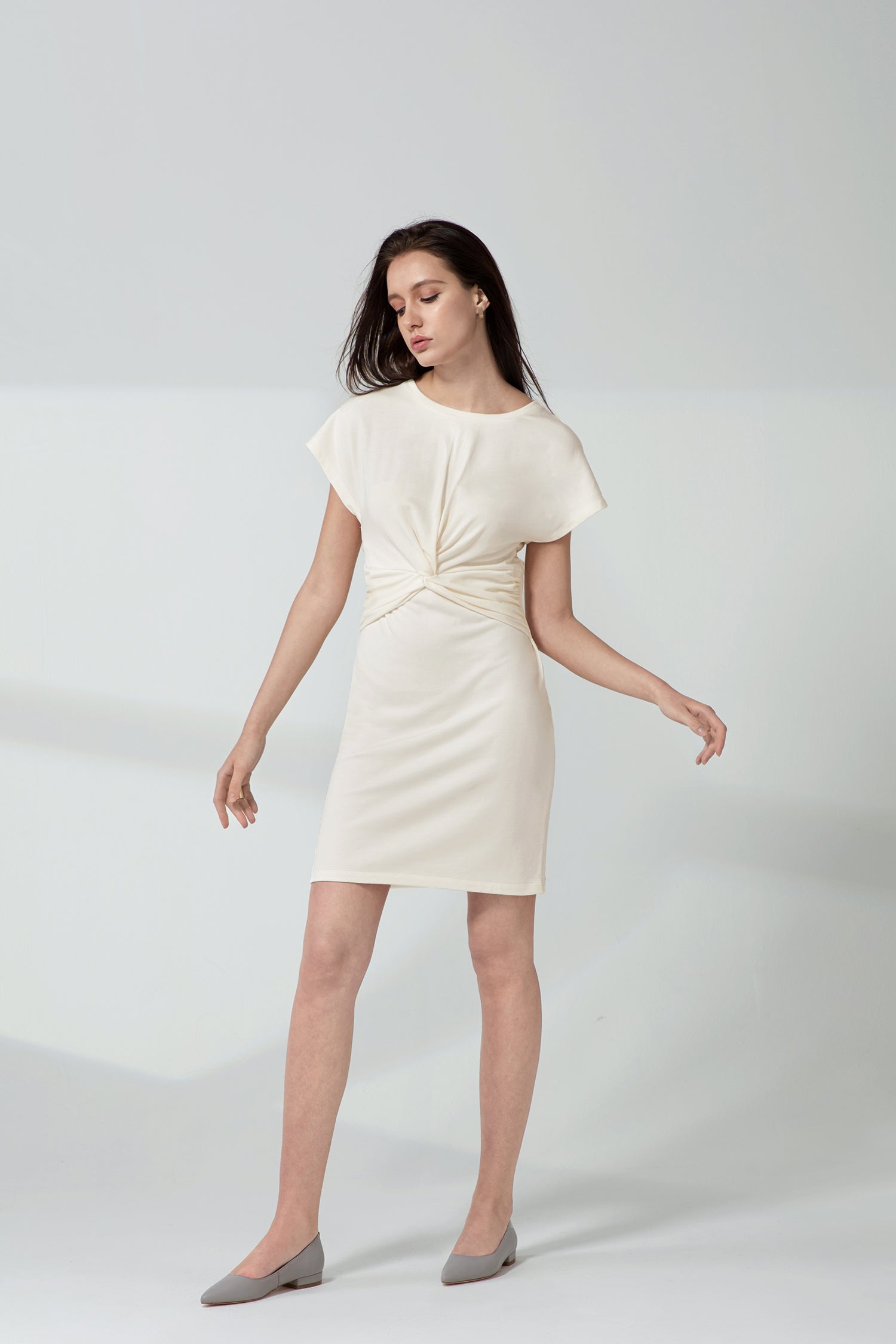 Knotted Dress - Vanilla Terry