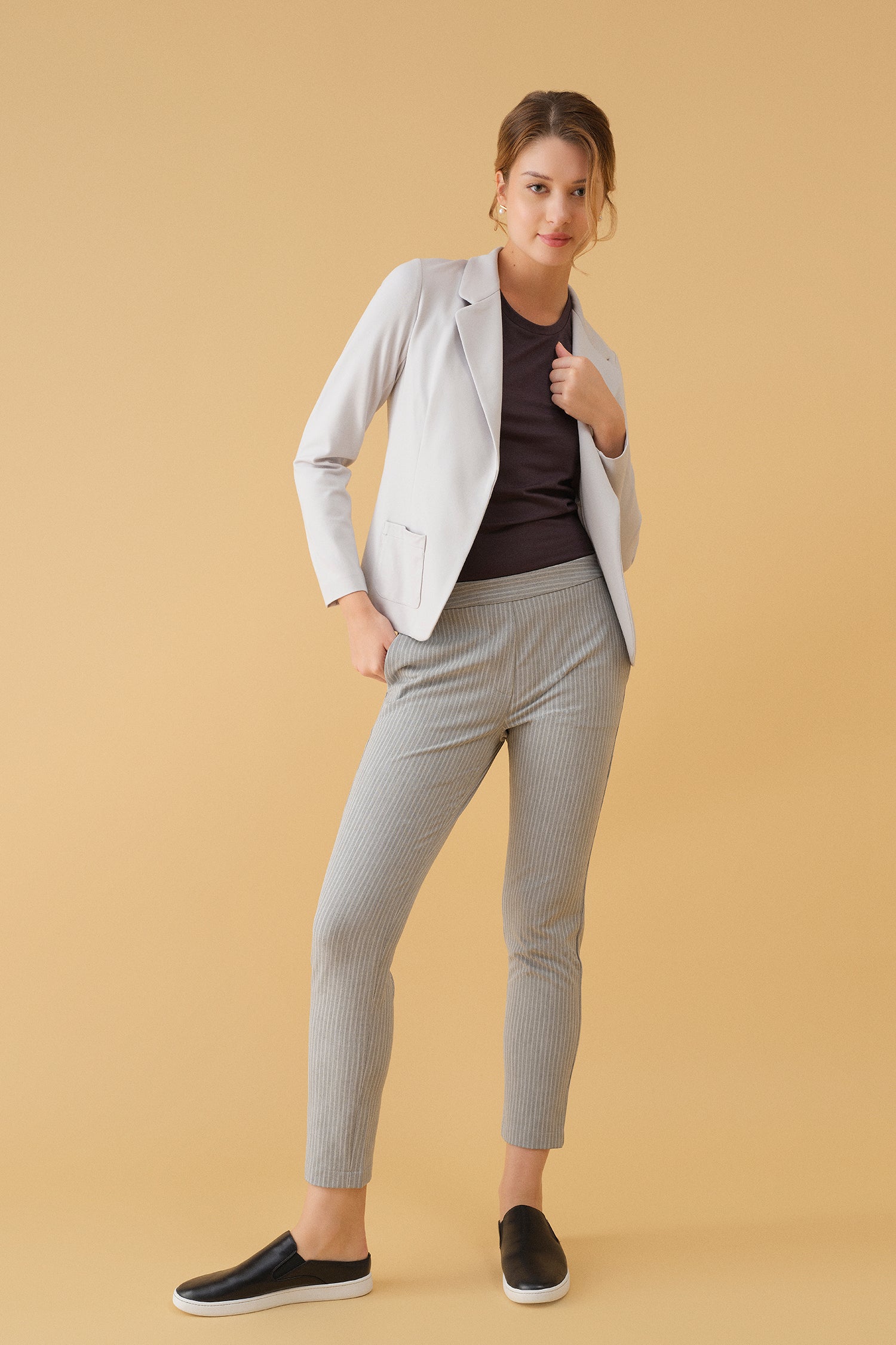 Pull-on Slim Chino - Grey Striped