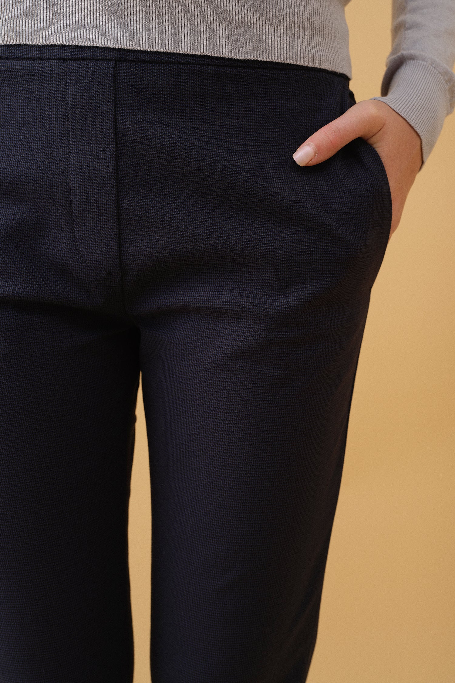 Pull-on Slim Chino - Midnight Houndstooth