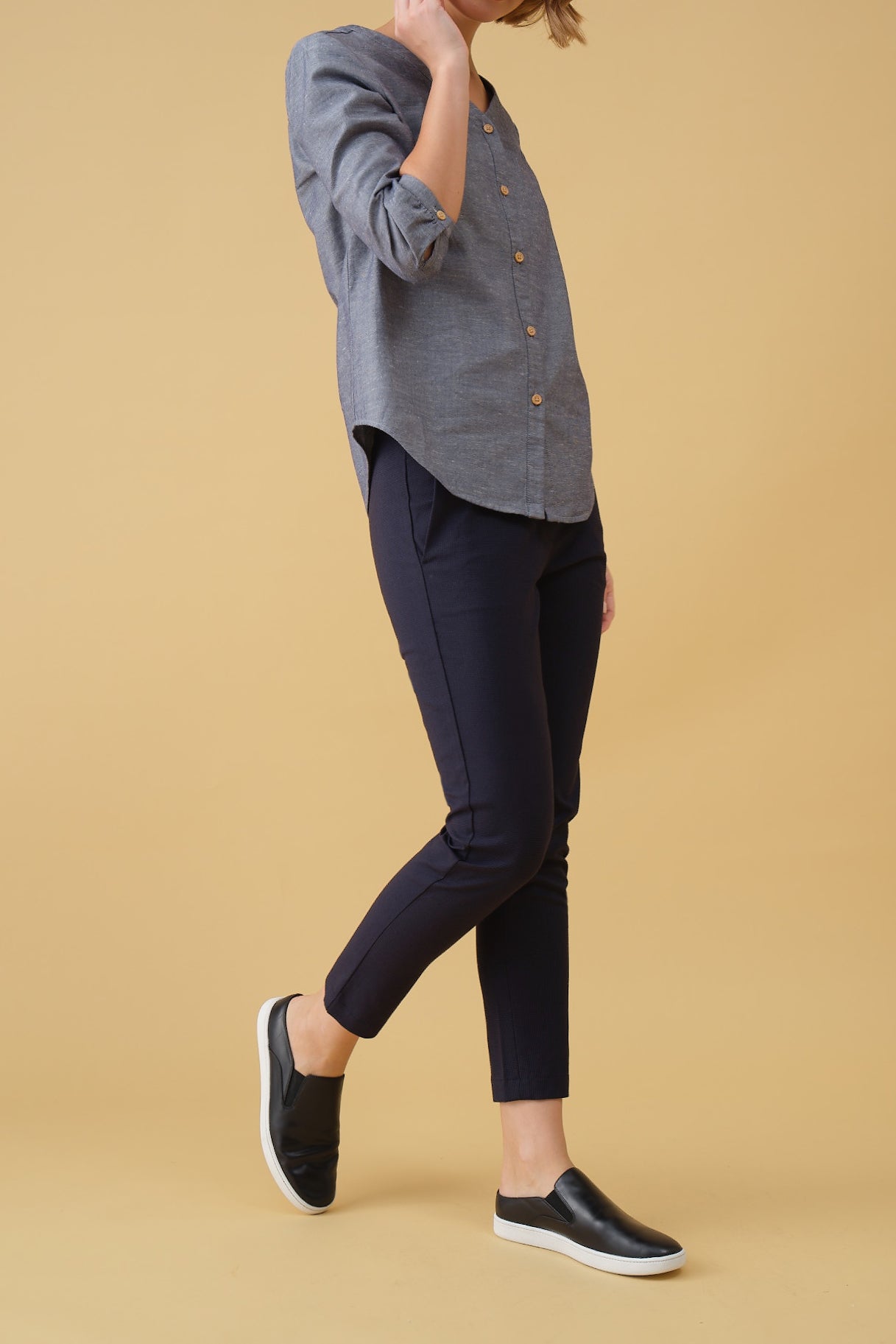 Pull-on Slim Chino - Midnight Houndstooth
