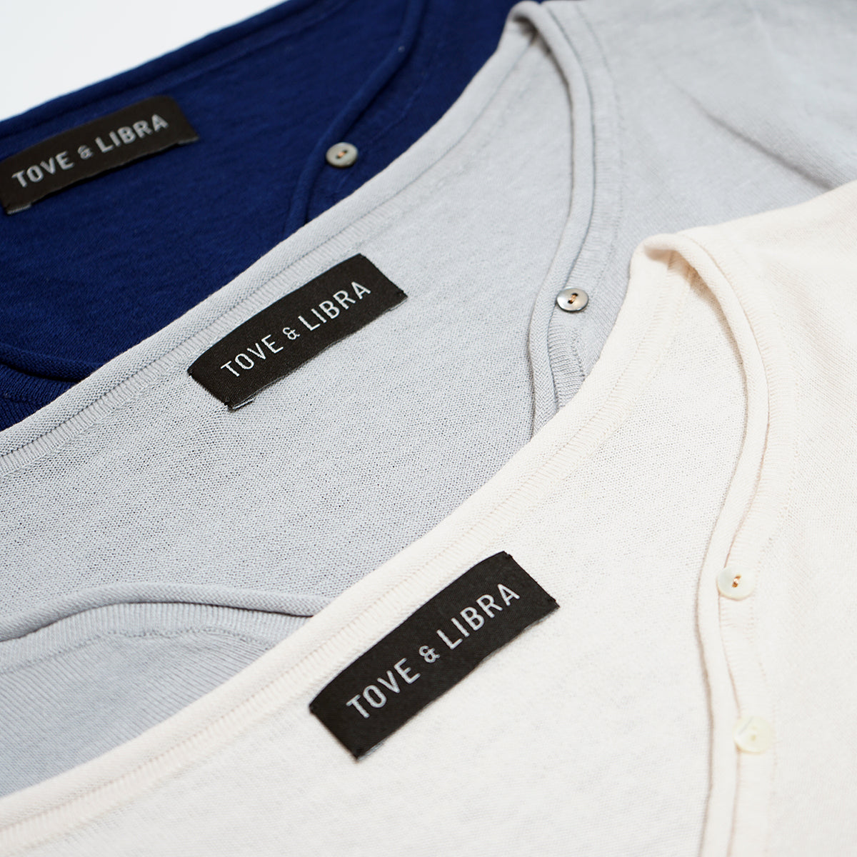 V Button-neck Top - Grey Pearl