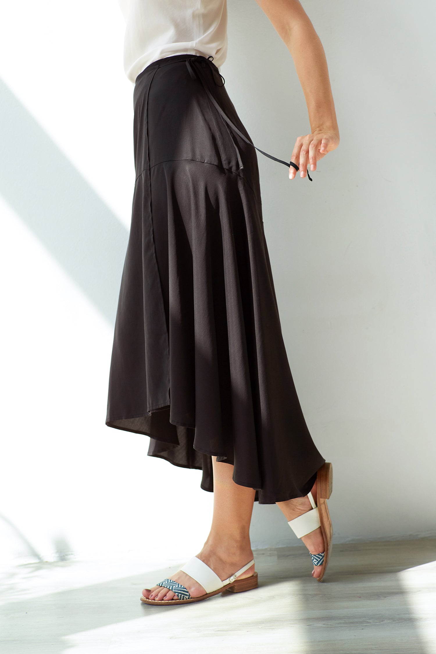 High-Low Wrap Skirt - Black