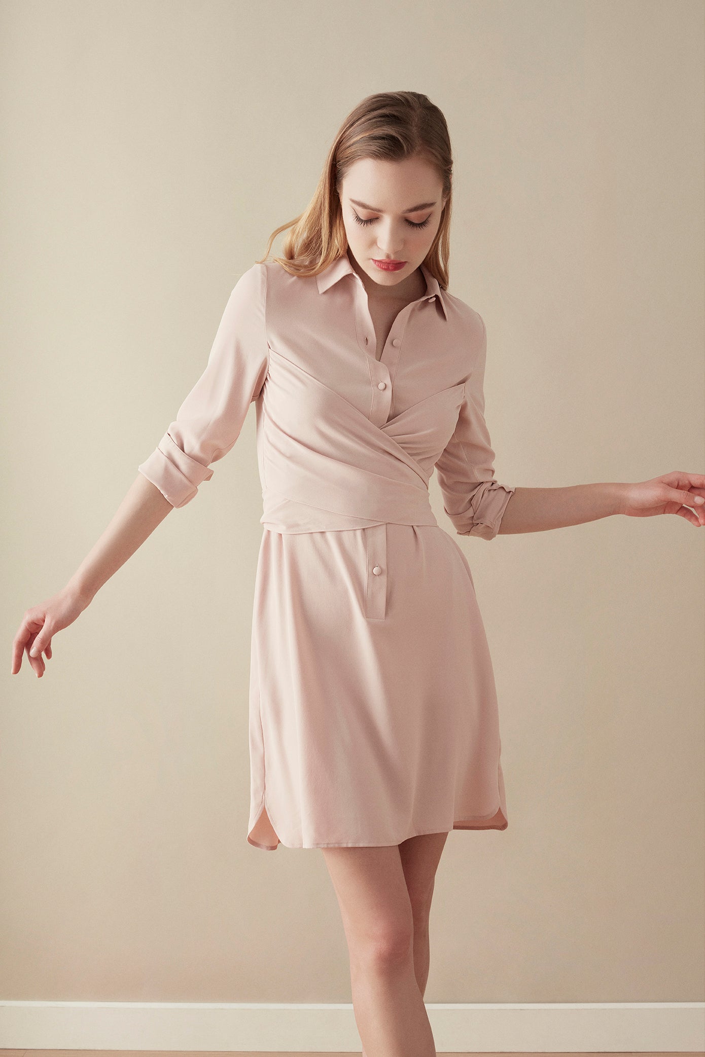 Wrapped Shirtdress - Pink Nude